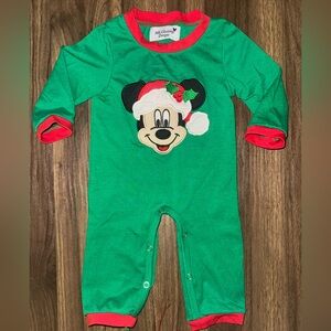 Vintage Disney Mickey Mouse Christmas One Piece Romper Sz 6/12